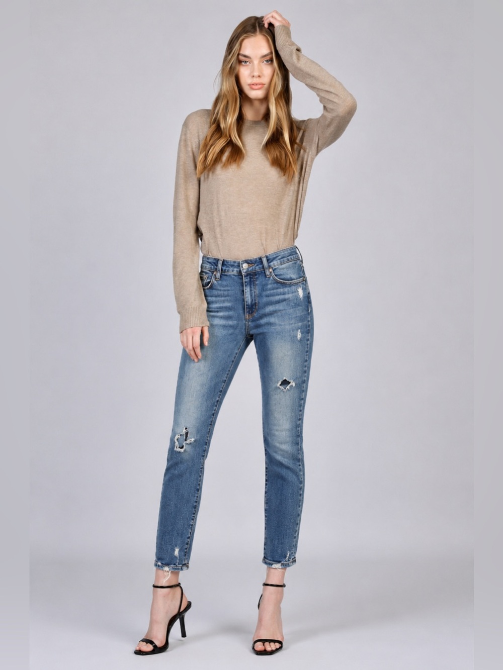 PAIGE Distressed Skinny Jeans Women’s Size 28 Medium Wash Stretch Denim